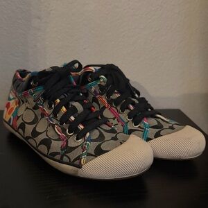 Coach Zoe Multicolor Signature Logo Lace Up Sneakers Y2K A1000 - Black Red Blue